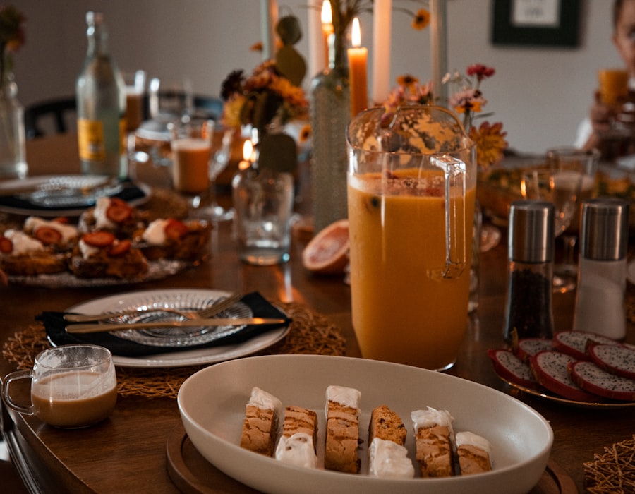 Table de partage et boissons